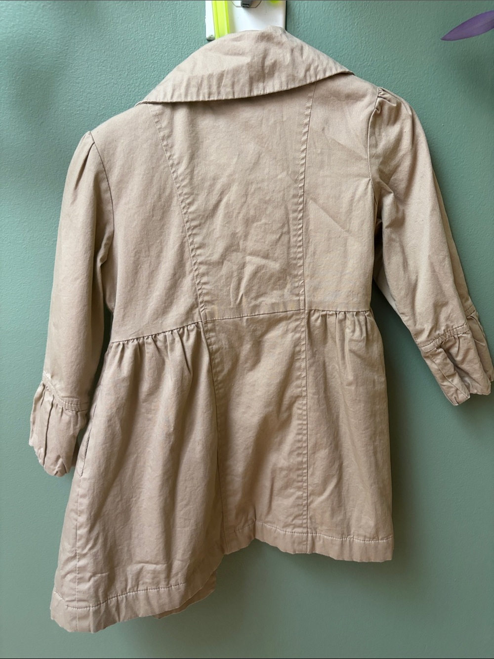 Hartstrings Tan Ruffle-Front Trench Coat - Picture 3 of 4